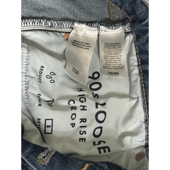 lucky brand jeans womens 10/30 90s Loose Hi Rise Crop Button Fly Distressed - Picture 3 of 9